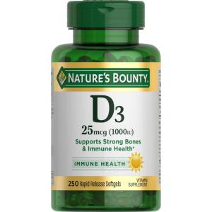 image:imageNatures Bounty Vitamin D3 1000 IU Softgels Immune Support Promotes Healthy Bones 1 Softgel per Day Gluten Free 350 Count250 Count Pack of 1