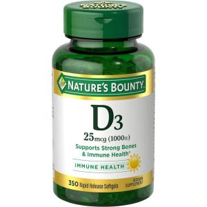 image:imageNatures Bounty Vitamin D3 1000 IU Softgels Immune Support Promotes Healthy Bones 1 Softgel per Day Gluten Free 350 Count350 Count Pack of 1