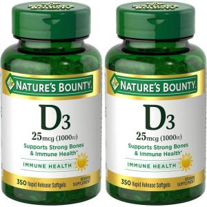 image:imageNatures Bounty Vitamin D3 1000 IU Softgels Immune Support Promotes Healthy Bones 1 Softgel per Day Gluten Free 350 Count350 Count Pack of 2