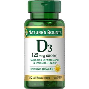 image:imageNatures Bounty Vitamin D3 5000 IU Softgels Rapid Release Immune Support Vitamin D Supplements 240 Ct150 Count Pack of 1