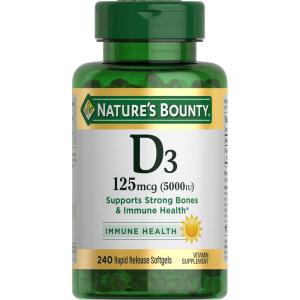 image:imageNatures Bounty Vitamin D3 5000 IU Softgels Rapid Release Immune Support Vitamin D Supplements 240 Ct240 Count Pack of 1
