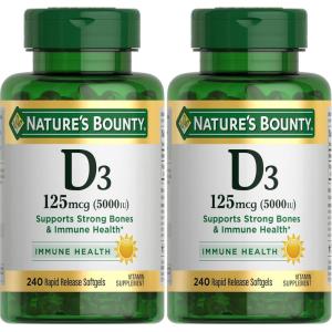 image:imageNatures Bounty Vitamin D3 5000 IU Softgels Rapid Release Immune Support Vitamin D Supplements 240 Ct240 Count Pack of 2