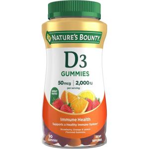 image:imageNatures Bounty Vitamin D3 Gummies Vitamin Supplement Supports Immune Health 50mcg 2000IU Mixed Fruit Flavor 90 GummiesStrawberry  Orange  Lemon