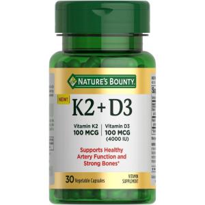 image:imageNatures Bounty Vitamin D3 K2 Supplement 4000 IU Vitamin D3 plus 100 mcg of Vitamin K Supplements for Adults for Heart amp Bone Health Support 30 Day Supply 30 Vegetarian Capsules30 Count Pack of 1