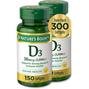 image:imageNatures Bounty Vitamin D3 Supports Immune System and Bone Health 50mcg 150 Softgels Pack of 2150 Count Pack of 2