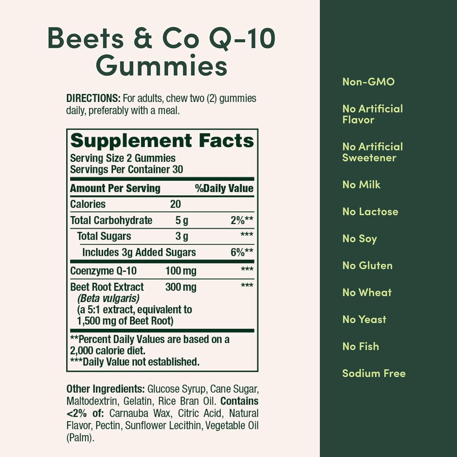 image:imageNatures Bounty Beets amp Co Q10 Gummies for Heart Health Coenzyme Q10 Beet Root Extract Supports Healthy Circulation and Heart Function Cellular Energy Production Raspberry Flavor 60 Gummies60 Count Pack of 1