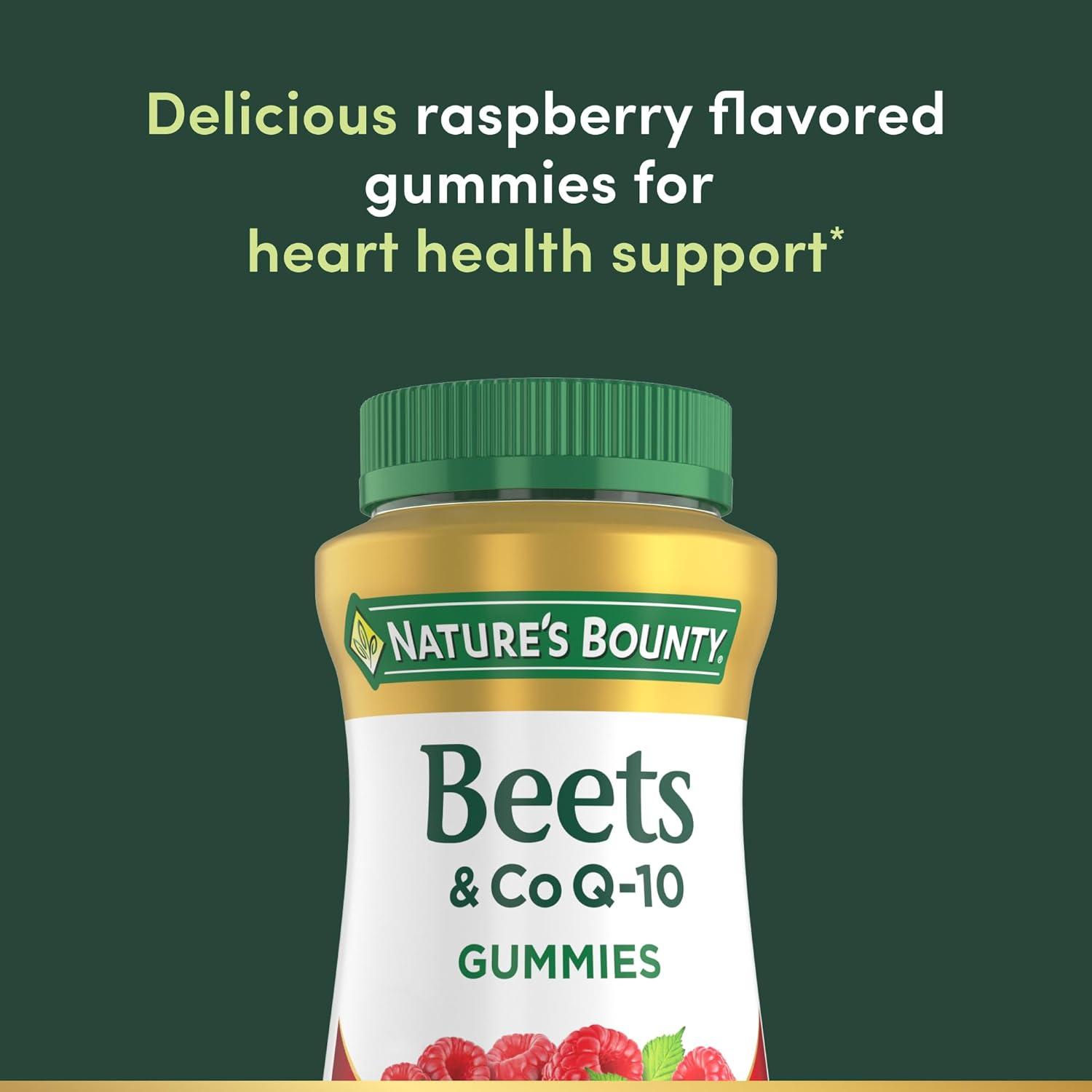 image:imageNatures Bounty Beets amp Co Q10 Gummies for Heart Health Coenzyme Q10 Beet Root Extract Supports Healthy Circulation and Heart Function Cellular Energy Production Raspberry Flavor 60 Gummies60 Count Pack of 1