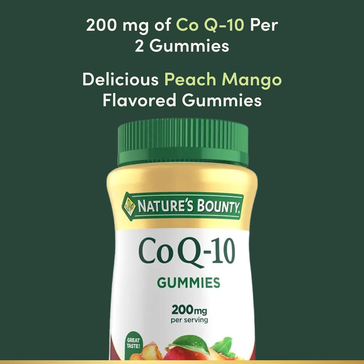 image:imageNatures Bounty CoQ10 Gummies Supports Heart Health CoQ10 200mg Peach Mango Flavor 100 Coun100 Count Pack of 1