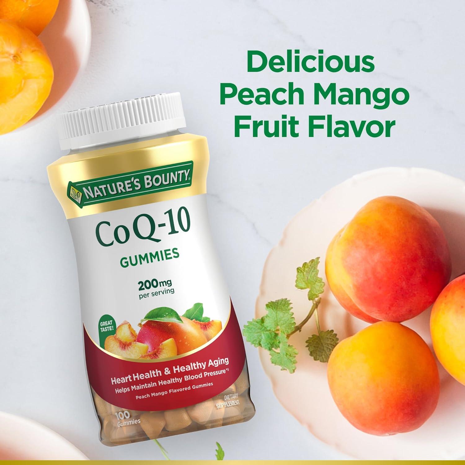 image:imageNatures Bounty CoQ10 Gummies Supports Heart Health CoQ10 200mg Peach Mango Flavor 100 Coun100 Count Pack of 2