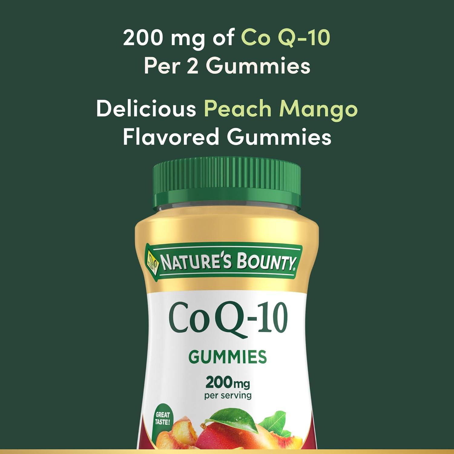 image:imageNatures Bounty CoQ10 Gummies Supports Heart Health CoQ10 200mg Peach Mango Flavor 100 Coun60 Count Pack of 1