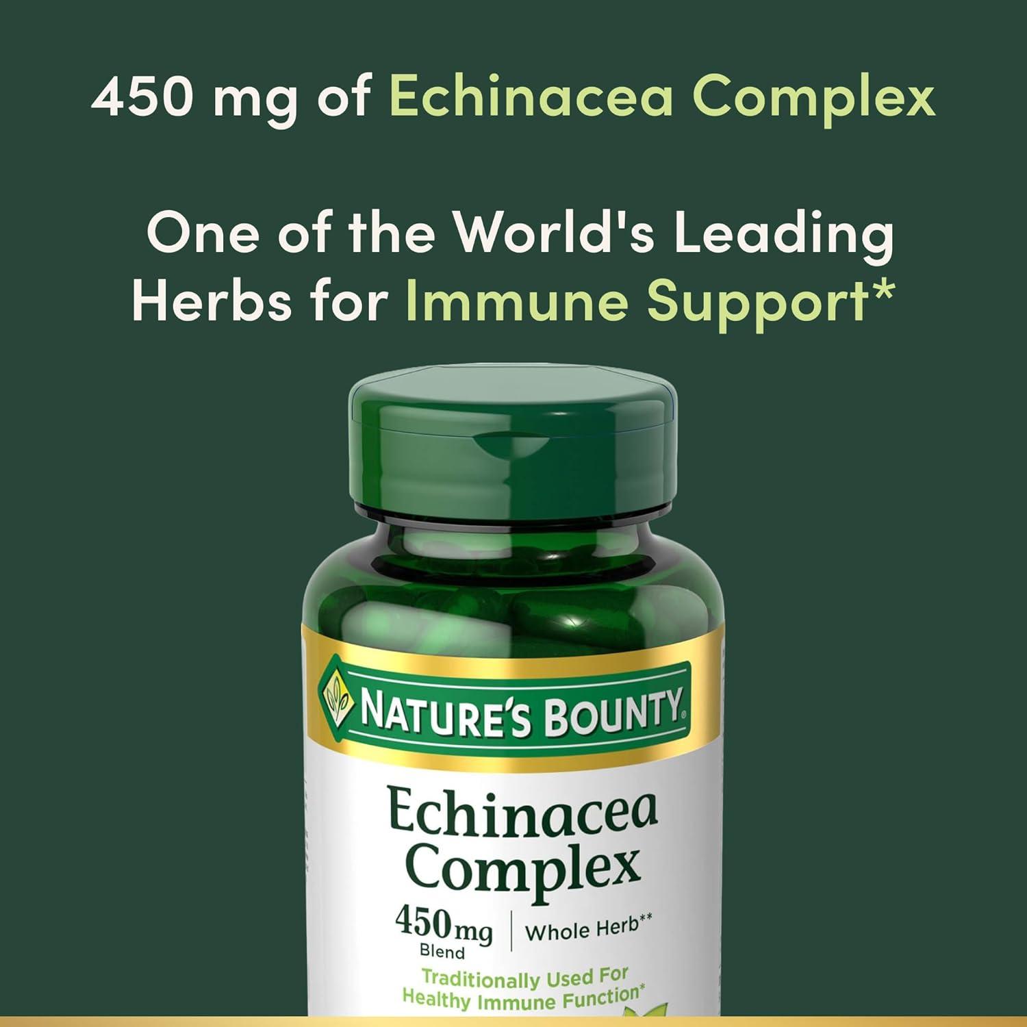 image:imageNatures Bounty Echinacea Complex Herbal Supplement Supports Immune Health 450 mg 100 Capsules