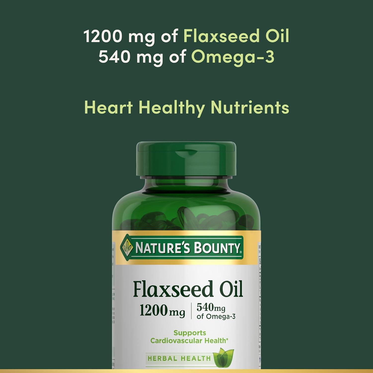 image:imageNatures Bounty Flaxseed and Omega 3 Dietary Supplement Supports Cardiovascular Health 1200mg Softgels 125 ct125 Count Pack of 1
