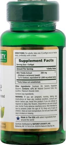 image:imageNatures Bounty Milk Thistle 1000mg Herbal Health Supplement Daily Supplement Gluten Free Rapid Release Softgels 50 Ct50 Count Pack of 2