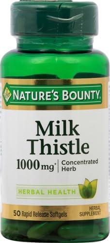 image:imageNatures Bounty Milk Thistle 1000mg Herbal Health Supplement Daily Supplement Gluten Free Rapid Release Softgels 50 Ct50 Count Pack of 2