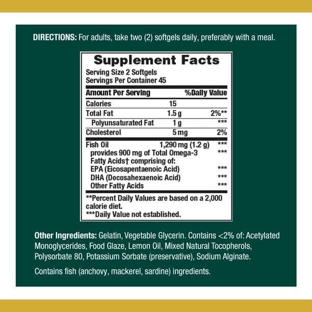 image:imageNatures Bounty Mini Fish Oil Softgels Burpless Fish Oil Omega 3 Supplements Supports Heart Health 90 Softgels Pack of 1180 Count Pack of 1