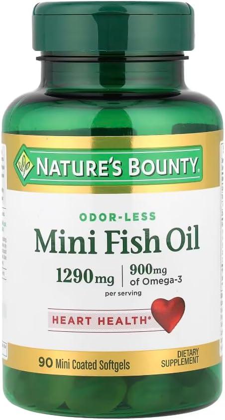 image:imageNatures Bounty Mini Fish Oil Softgels Burpless Fish Oil Omega 3 Supplements Supports Heart Health 90 Softgels Pack of 1180 Count Pack of 1