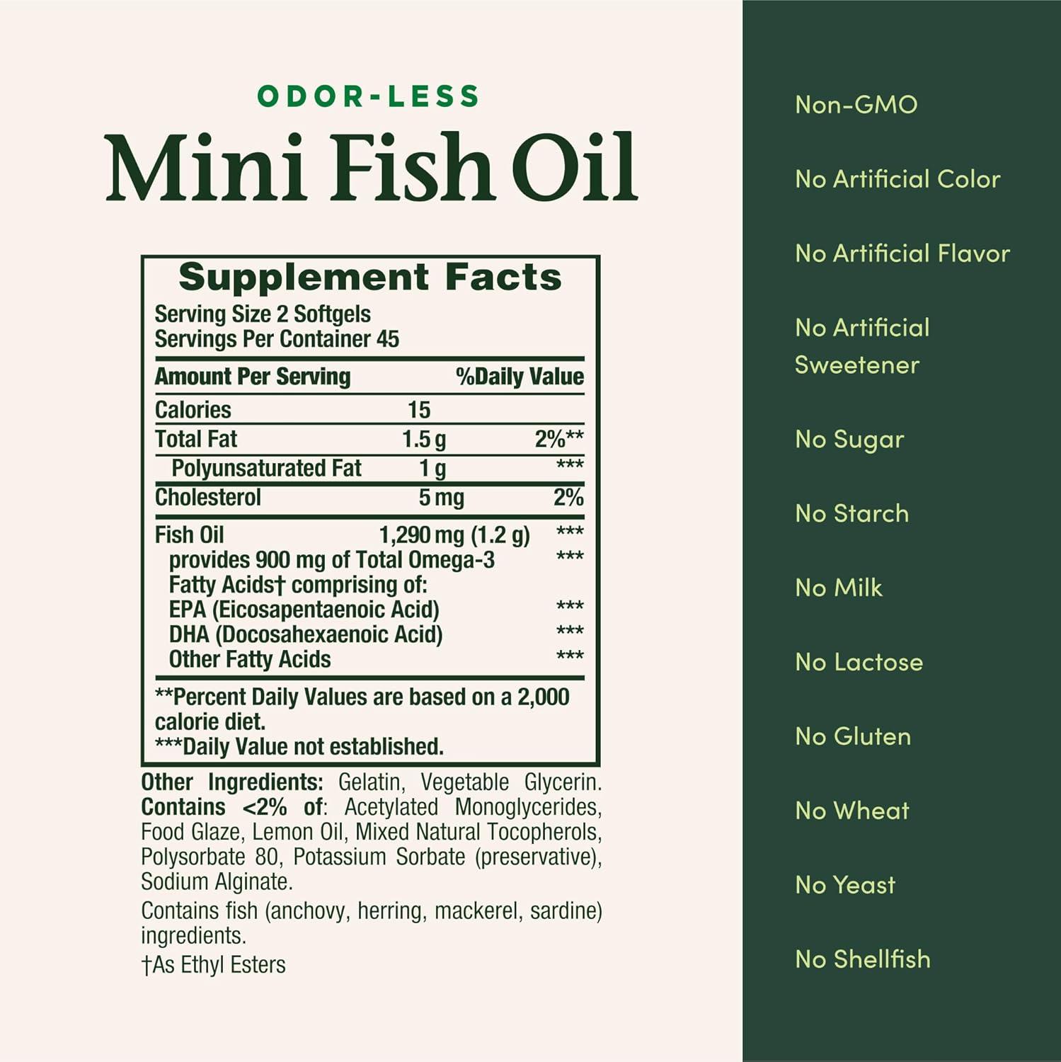 image:imageNatures Bounty Mini Fish Oil Softgels Burpless Fish Oil Omega 3 Supplements Supports Heart Health 90 Softgels Pack of 190 Count Pack of 1