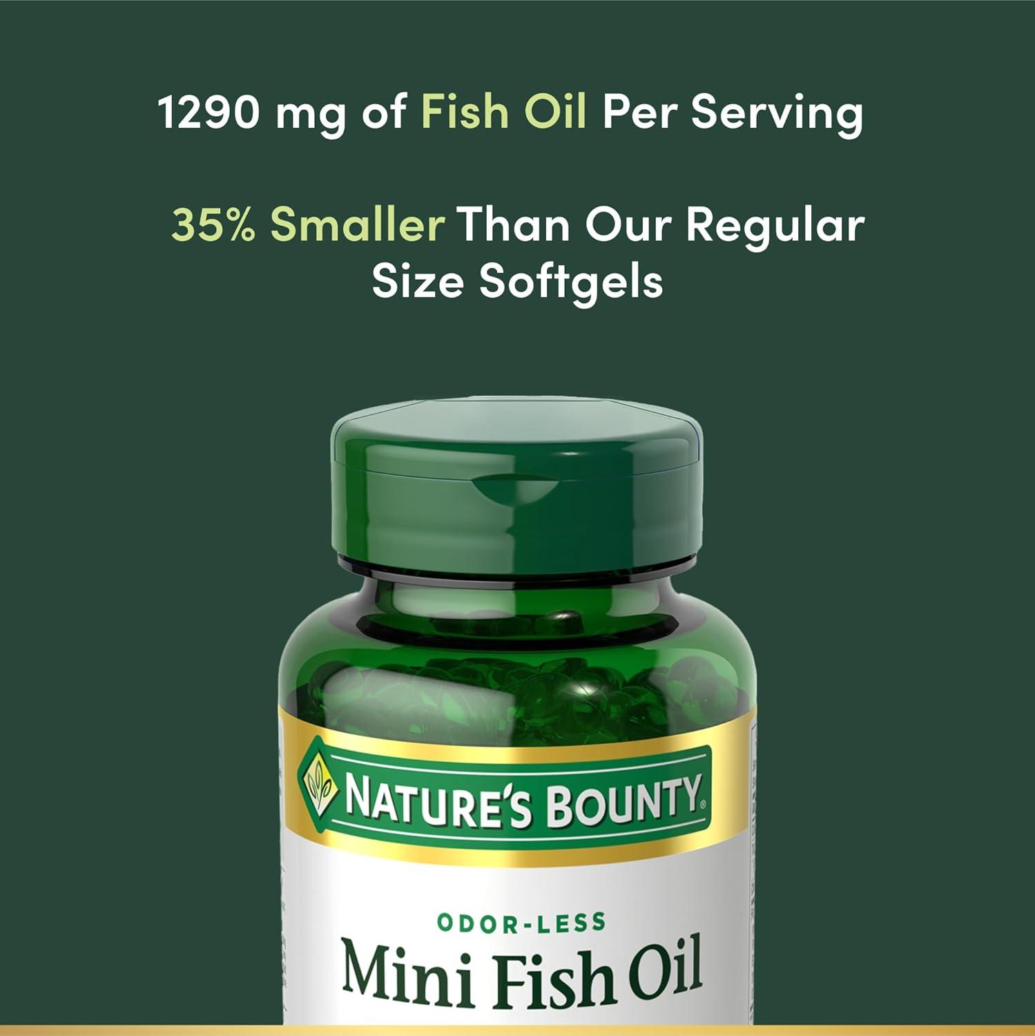 image:imageNatures Bounty Mini Fish Oil Softgels Burpless Fish Oil Omega 3 Supplements Supports Heart Health 90 Softgels Pack of 190 Count Pack of 1