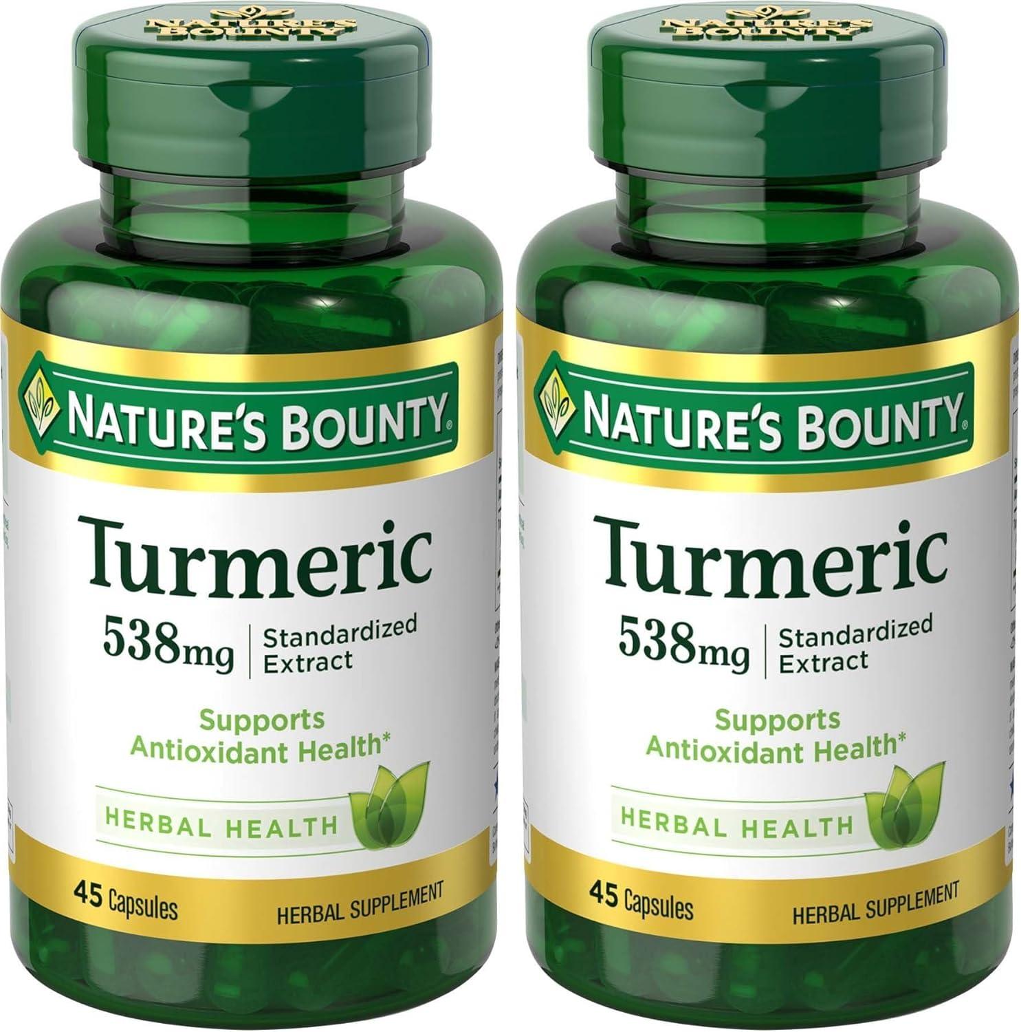 image:imageNatures Bounty Turmeric Pills and Herbal Health Supplement Supports Antioxidant Health 538mg 45 CapsulesUnflavoured