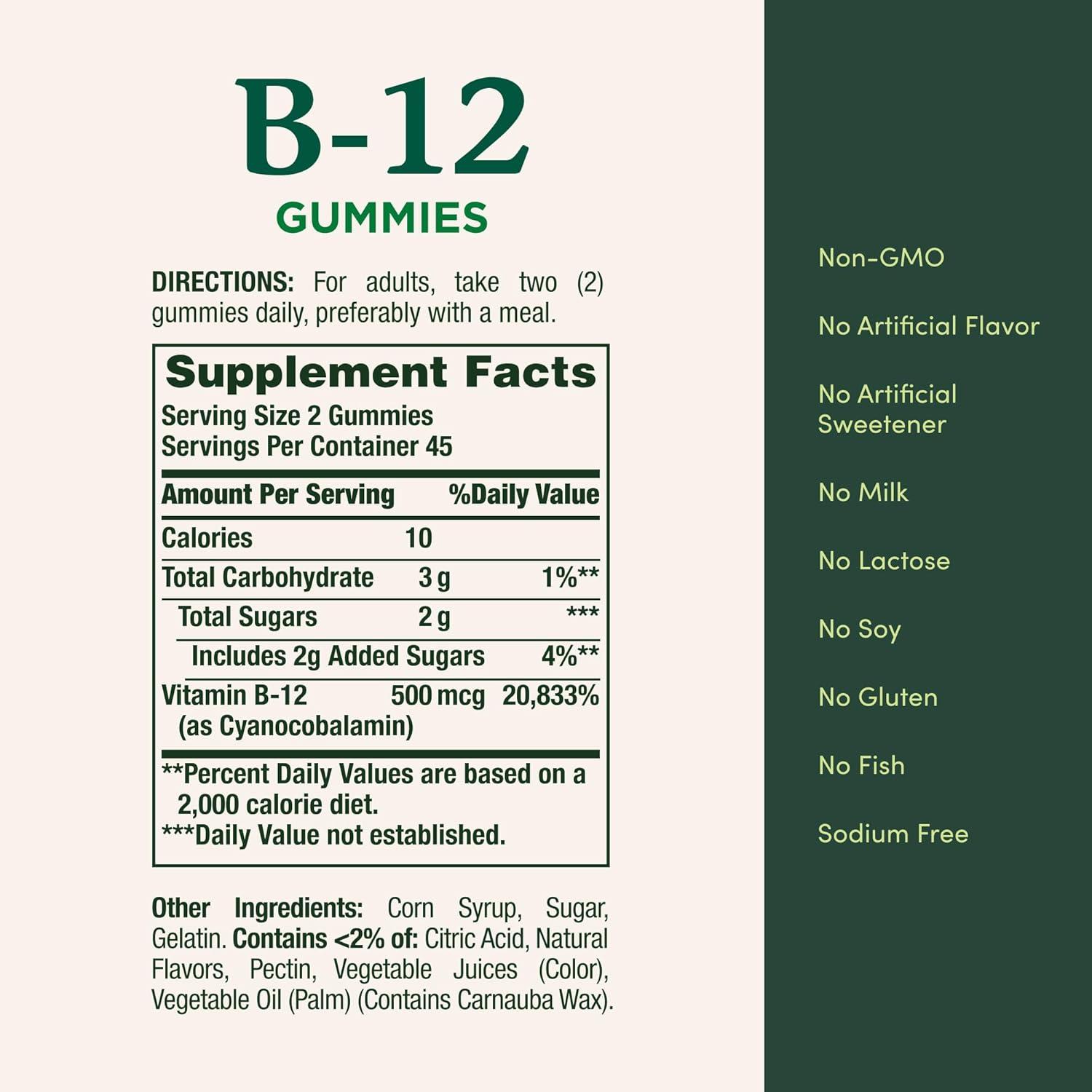 image:imageNatures Bounty Vitamin B12 Gummies Dietary Supplement Supports Energy Metabolism and Nervous System Health Mixed Berry Flavor 500mcg 90 Gummies
