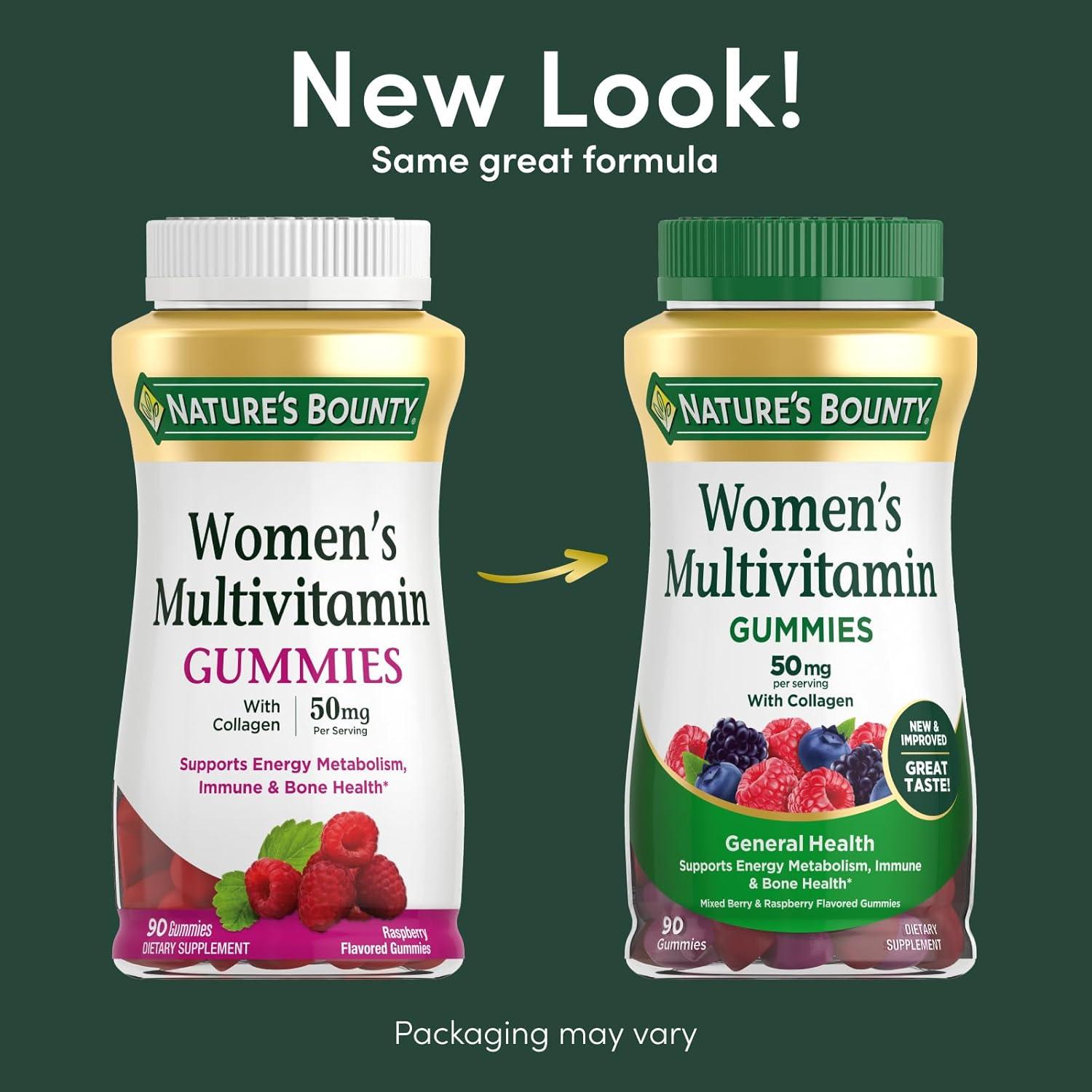 image:imageNatures Bounty Women Multivitamin Gummies Vitamin Supplements for Adults General Health Supports Immune and Bone Health Mixed Berry and Raspberry Flavored 90 Gummies90 Count Pack of 3