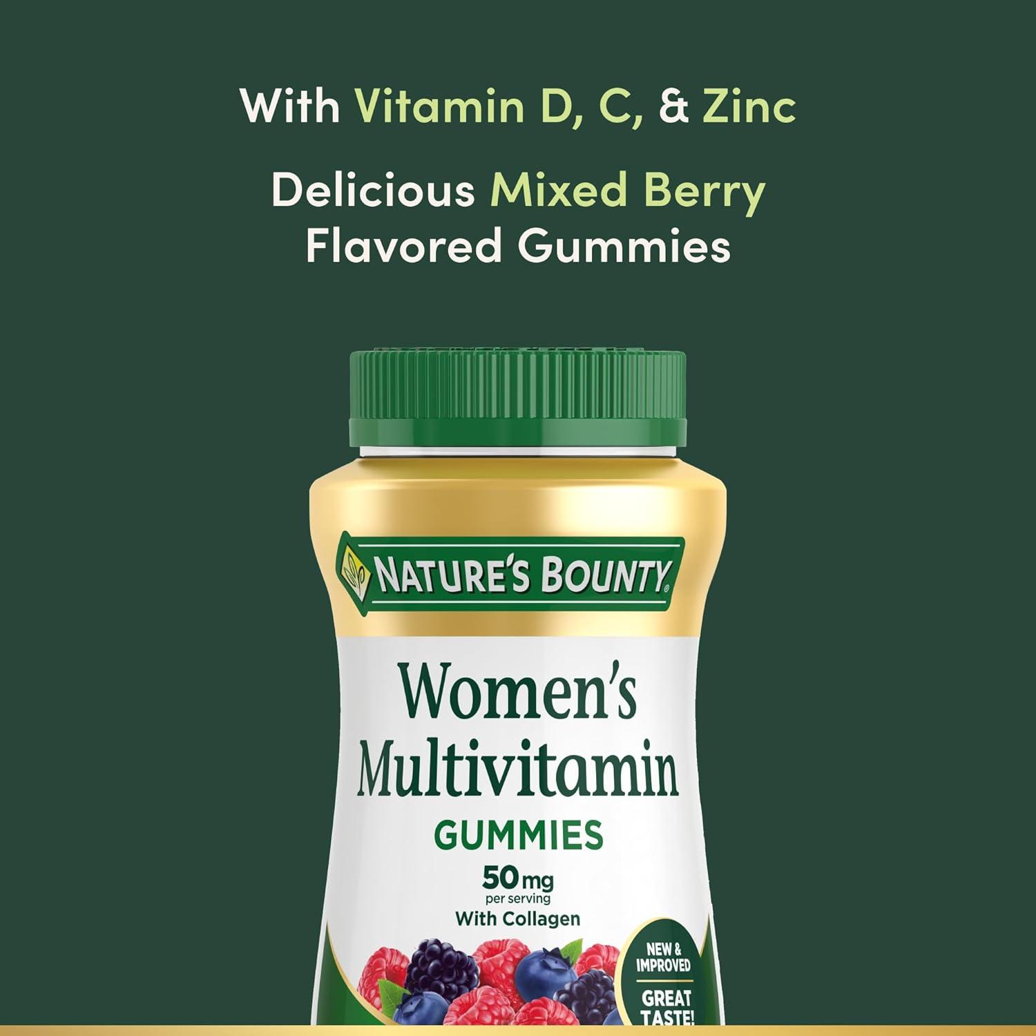 image:imageNatures Bounty Women Multivitamin Gummies Vitamin Supplements for Adults General Health Supports Immune and Bone Health Mixed Berry and Raspberry Flavored 90 Gummies90 Count Pack of 3