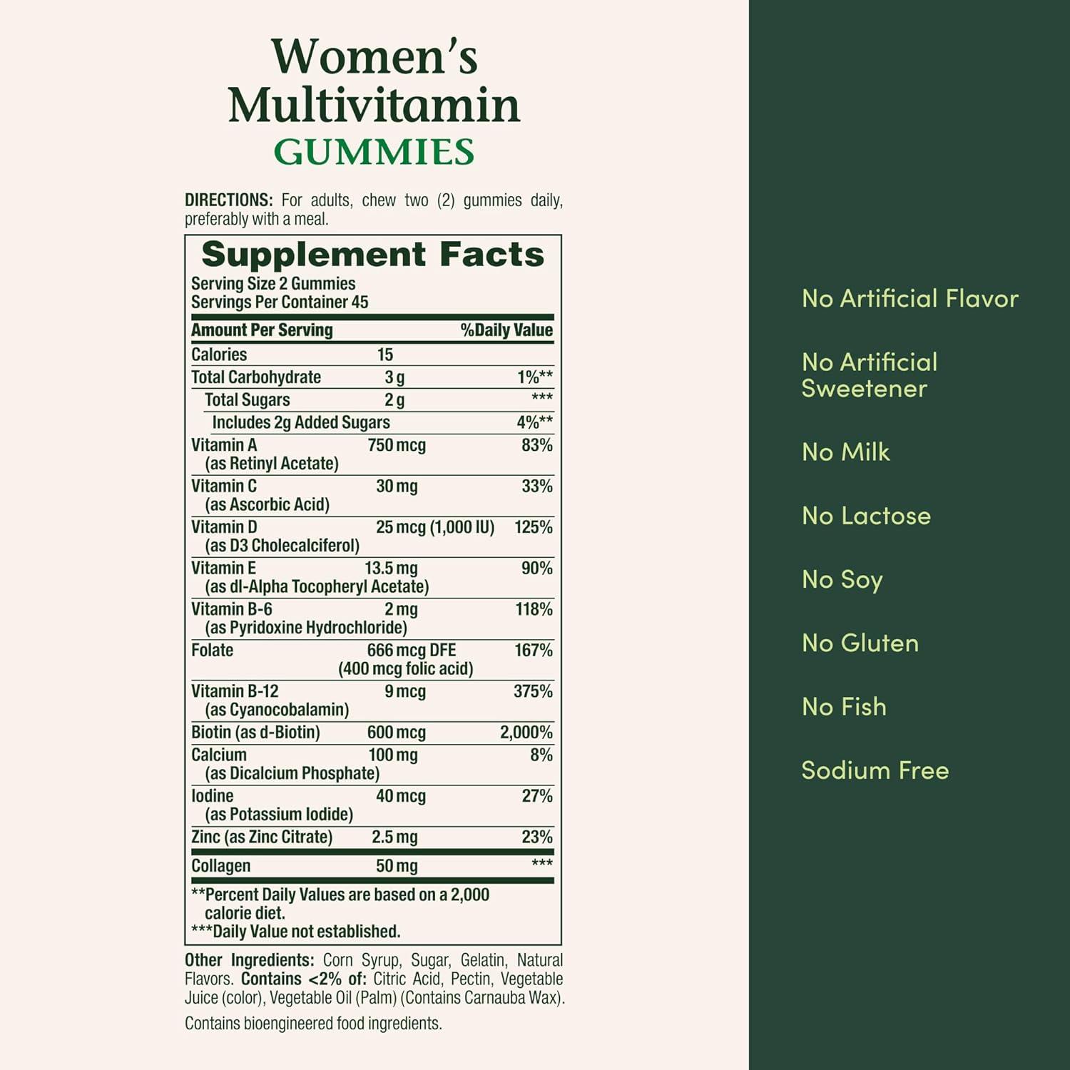 image:imageNatures Bounty Women Multivitamin Gummies Vitamin Supplements for Adults General Health Supports Immune and Bone Health Mixed Berry and Raspberry Flavored 90 Gummies90 Count Pack of 3