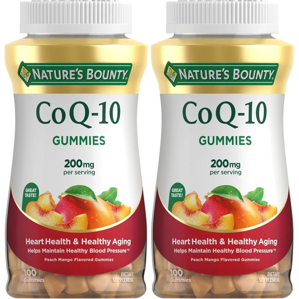 image:imageNatures Bounty CoQ10 Gummies Supports Heart Health CoQ10 200mg Peach Mango Flavor 100 Coun100 Count Pack of 2