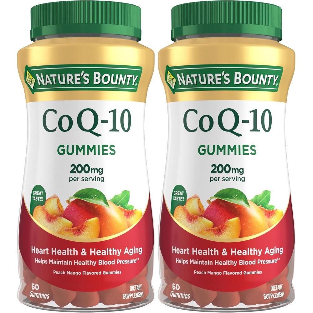 image:imageNatures Bounty CoQ10 Gummies Supports Heart Health CoQ10 200mg Peach Mango Flavor 100 Coun60 Count Pack of 2