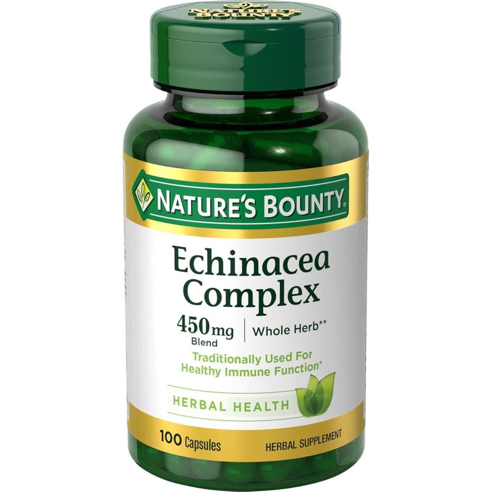 image:imageNatures Bounty Echinacea Complex Herbal Supplement Supports Immune Health 450 mg 100 Capsules