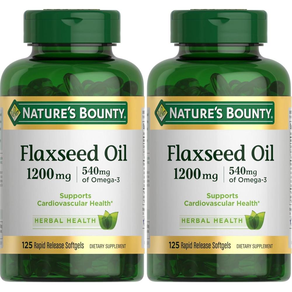image:imageNatures Bounty Flaxseed and Omega 3 Dietary Supplement Supports Cardiovascular Health 1200mg Softgels 125 ct125 Count Pack of 2