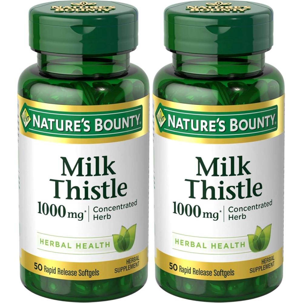 image:imageNatures Bounty Milk Thistle 1000mg Herbal Health Supplement Daily Supplement Gluten Free Rapid Release Softgels 50 Ct50 Count Pack of 2
