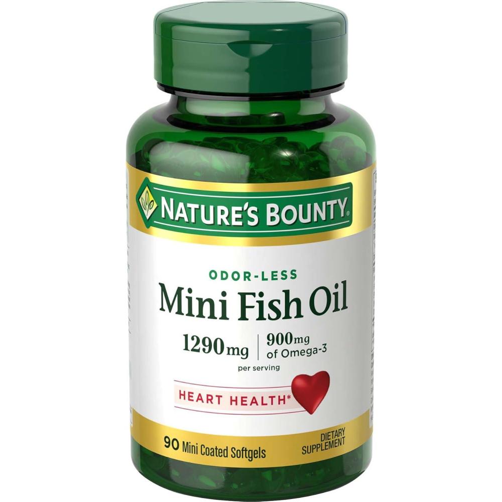image:imageNatures Bounty Mini Fish Oil Softgels Burpless Fish Oil Omega 3 Supplements Supports Heart Health 90 Softgels Pack of 190 Count Pack of 1