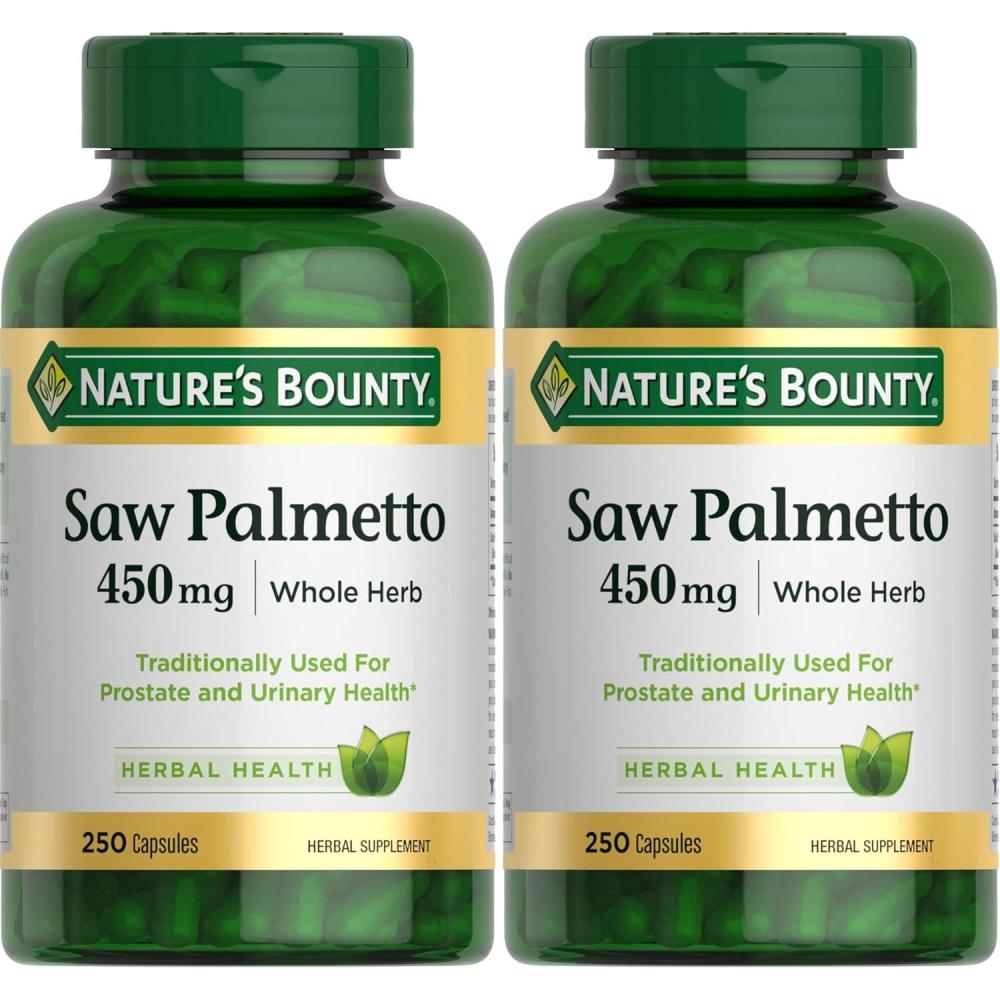 image:imageNatures Bounty Saw Palmetto Support for Prostate and Urinary Health Herbal Health Supplement 450mg 250 Capsules250 Count Pack of 2