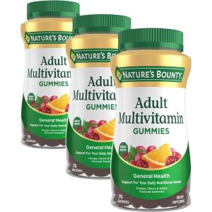 image:imageNatures Bounty Adult Multivitamin Gummies Vitamin Supplement Daily Nutritional Needs Orange Cherry and Grape Flavor 75 Gummies75 Count Pack of 3