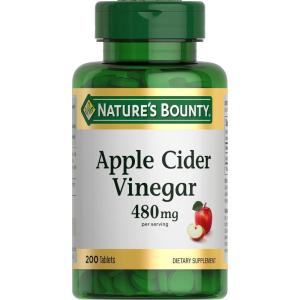 image:imageNatures Bounty Apple Cider Vinegar 480mg Pills Vegetarian Supplement Plant Based 200 TabletsApple
