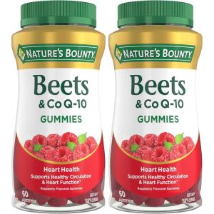 image:imageNatures Bounty Beets amp Co Q10 Gummies for Heart Health Coenzyme Q10 Beet Root Extract Supports Healthy Circulation and Heart Function Cellular Energy Production Raspberry Flavor 60 Gummies60 Count Pack of 2