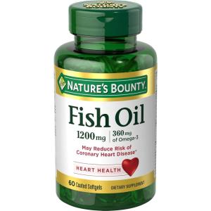 image:imageNatures Bounty Fish Oil Omega 3 Supplements  Supports Heart Health 1200 Mg Fish Oil Omega3 60 Coated Softgels