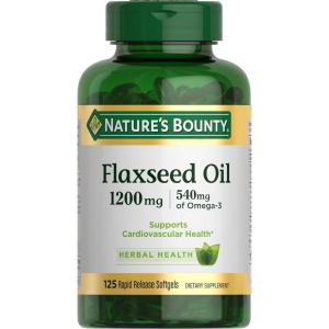 image:imageNatures Bounty Flaxseed and Omega 3 Dietary Supplement Supports Cardiovascular Health 1200mg Softgels 125 ct125 Count Pack of 1