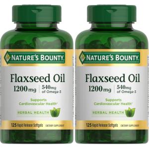 image:imageNatures Bounty Flaxseed and Omega 3 Dietary Supplement Supports Cardiovascular Health 1200mg Softgels 125 ct125 Count Pack of 2