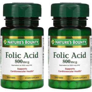 image:imageNatures Bounty Folic Acid Supplement Supports Cardiovascular Health 800mcg 250 Tablets2 Packs 250 Tablets Each