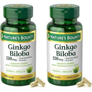 image:imageNatures Bounty Ginkgo Biloba Capsules 120mg Memory Support Supplement Supports Brain Function and Mental Alertness 100 Capsules200 Count Pack of 1
