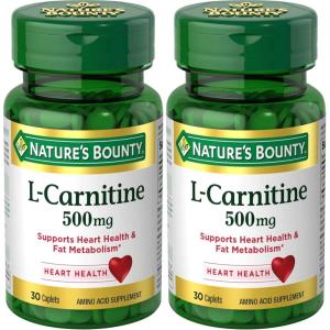 image:imageNatures Bounty LCarnitine Supports Heart Health amp Fat Metabolism Amino Acid Supplement 500 mg 30 Tablets30 Count Pack of 2