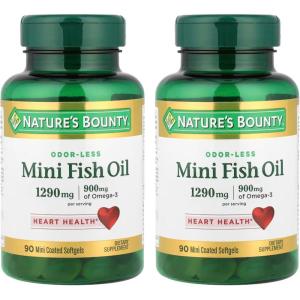 image:imageNatures Bounty Mini Fish Oil Softgels Burpless Fish Oil Omega 3 Supplements Supports Heart Health 90 Softgels Pack of 1180 Count Pack of 1