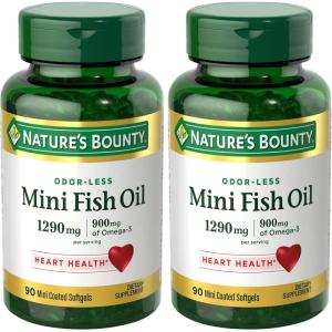 image:imageNatures Bounty Mini Fish Oil Softgels Burpless Fish Oil Omega 3 Supplements Supports Heart Health 90 Softgels Pack of 190 Count Pack of 2