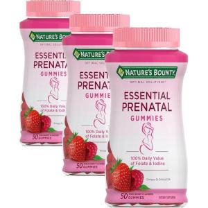 image:imageNatures Bounty Optimal Solutions Essential Prenatal Gummies Folic Acid and Iodine Omega 3 and DHA 50 Count 25 Total Servings50 Count Pack of 3