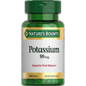 image:imageNatures Bounty Potassium 99mg Supports Fluid Balance and Muscle Activity Involved in Normal Heart Function Potassium Gluconate Dietary Supplement Gluten Free 1 Per Day 100 Vegetarian Caplets100 Count Pack of 1