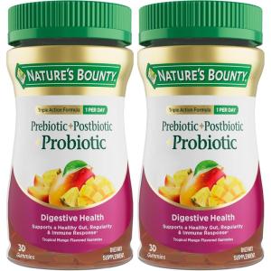 image:imageNatures Bounty Pre  Pro  Postbiotic Gummies for Digestive Health Immune Support  Probiotic Gummies for Gut Health Tropical Mango Flavor 30 Ct14 x 55 x 15 cm Pack of 2