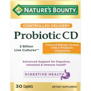 image:imageNatures Bounty Probiotic Controlled Delivery Dietary Supplement Delivers Friendly Bacteria to Digestive and Immune Systems 30 Caplets