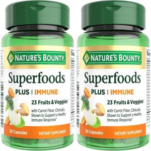 image:imageNatures Bounty Superfoods Plus Immune for Immune Support plus Fruits and Vegetables Supplement Superfood 30 Capsules30 Count Pack of 2